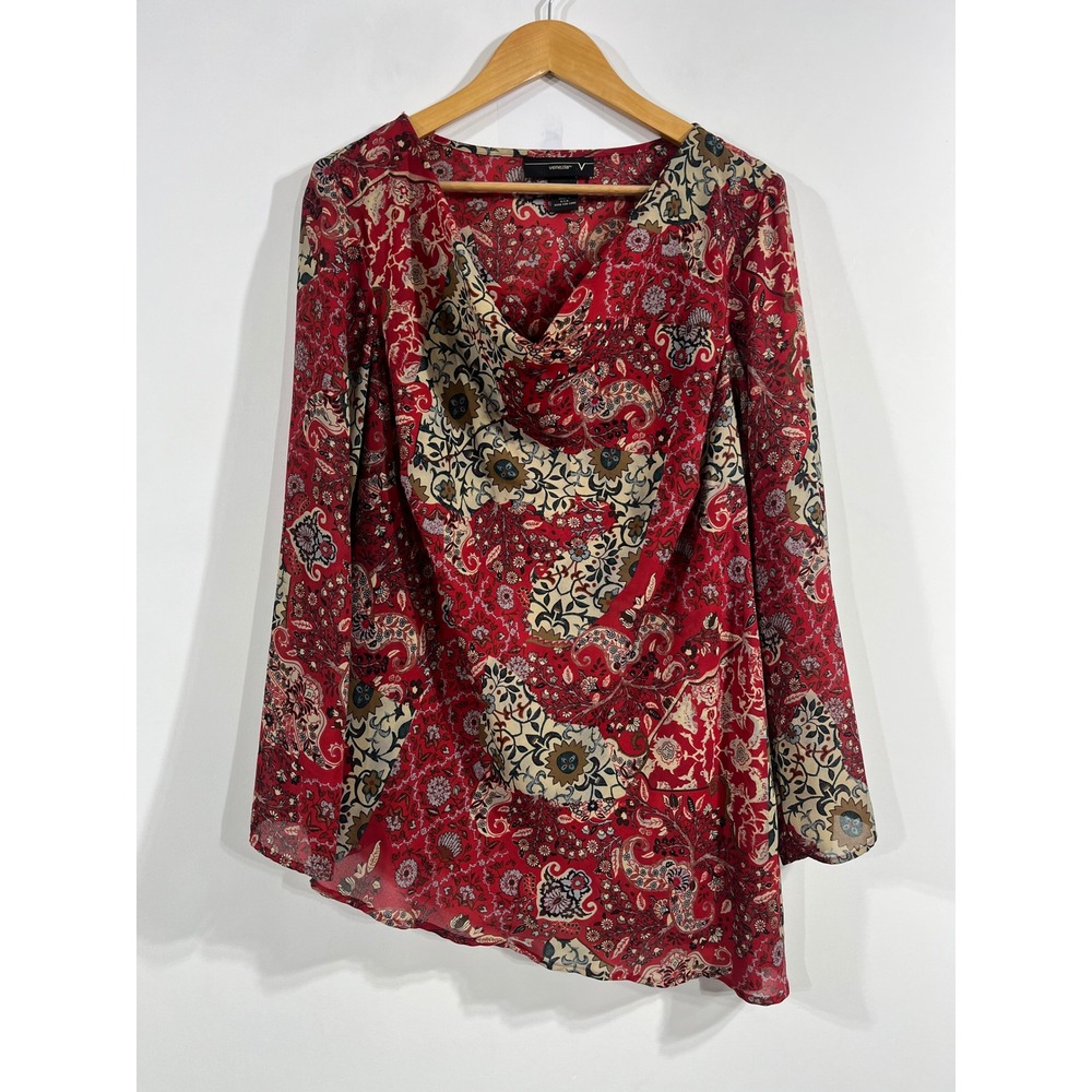 Venezia Y2K Fairy Grunge Paisley Patchwork Cowl Neck Asymmetrical‎ Top Womens 14
